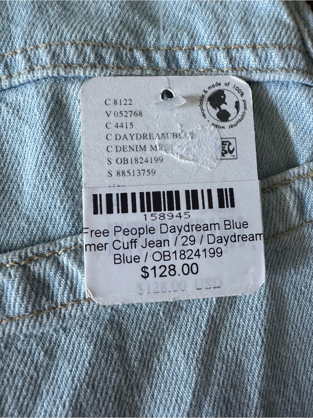 Free People We the Free Palmer light wash cuff denim jeans size 29 NWT - Picture 4 of 13